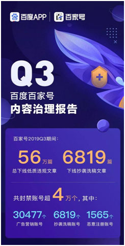 百家号Q3下线低质违规文章超56万篇